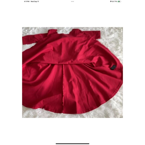 Lulus Red Fit Flare Mini Dress Womens Size Small Scalloped Neckline 3/4 Sleeve - Picture 3 of 10